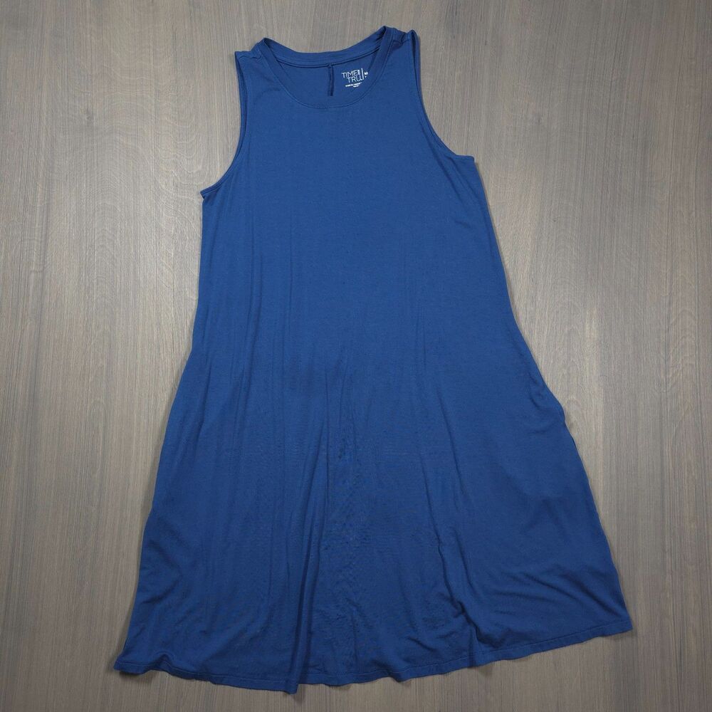 Time and Tru Blue Sleeveless Knit Swing Dress Size Medium